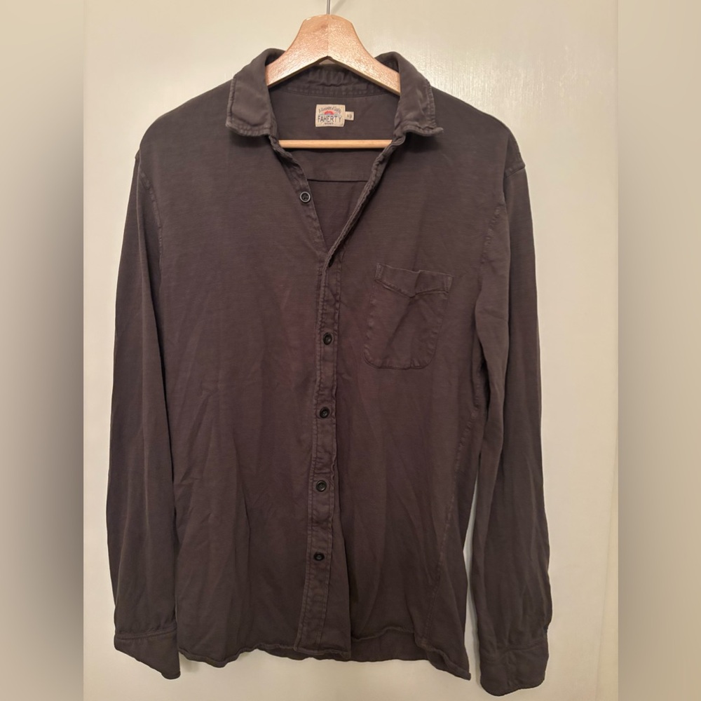 Faherty Charcoal Button-Up Shirt